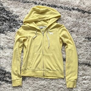 Victoria's Secret PINK Light Yellow Hoodie with Logo Trim